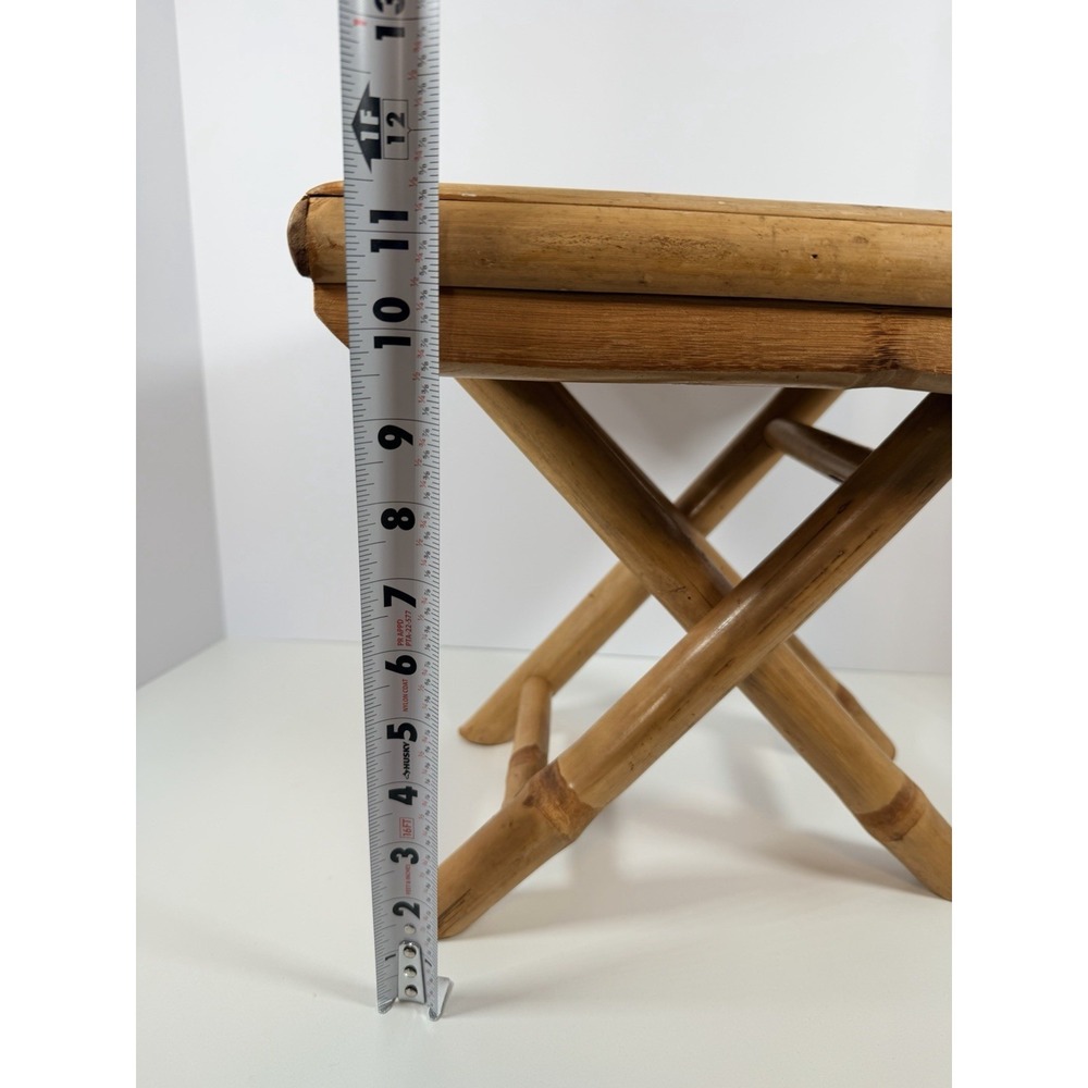 Bamboo Rattan Folding Plant Stand Table Riser 11.5" Cottage Core Decor - Picture 7 of 10